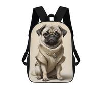 sinyumoney Sac À Dos 17 Pouces Royal Pug in Fancy Dress, Cartable Imprimé En 3D, Sac À Goûter, Sac À Dos De Voyage, Sac À Dos Pour Amis (filles Et Garçons)