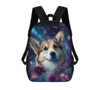 sinyumoney Sac À Dos 17 Pouces Starry Night Corgi with Flowers -3, Cartable Imprimé En 3D, Sac À Goûter, Sac À Dos De Voyage, Sac À Dos Pour Amis (filles Et Garçons)