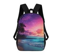 sinyumoney Sac À Dos 17 Pouces Tropical Beach Sunset, Cartable Imprimé En 3D, Sac À Goûter, Sac À Dos De Voyage, Sac À Dos Pour Amis (filles Et Garçons)