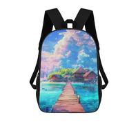 sinyumoney Sac À Dos 17 Pouces Tropical Paradise Island, Cartable Imprimé En 3D, Sac À Goûter, Sac À Dos De Voyage, Sac À Dos Pour Amis (filles Et Garçons)