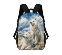 sinyumoney Sac À Dos 17 Pouces Two Samoyed Dogs in A Field, Cartable Imprimé En 3D, Sac À Goûter, Sac À Dos De Voyage, Sac À Dos Pour Amis (filles Et Garçons)