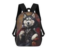 sinyumoney Sac À Dos 17 Pouces Vampire Wolf with Wine Glass, Cartable Imprimé En 3D, Sac À Goûter, Sac À Dos De Voyage, Sac À Dos Pour Amis (filles Et Garçons)