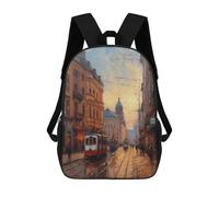 sinyumoney Sac À Dos 17 Pouces Vibrant Streets of Madrid, Cartable Imprimé En 3D, Sac À Goûter, Sac À Dos De Voyage, Sac À Dos Pour Amis (filles Et Garçons)