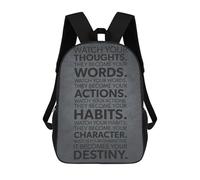 sinyumoney Sac À Dos 17 Pouces Watch Your Thoughts Words, Cartable Imprimé En 3D, Sac À Goûter, Sac À Dos De Voyage, Sac À Dos Pour Amis (filles Et Garçons)