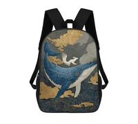 sinyumoney Sac À Dos 17 Pouces Whale And Rabbit in Clouds, Cartable Imprimé En 3D, Sac À Goûter, Sac À Dos De Voyage, Sac À Dos Pour Amis (filles Et Garçons)