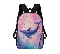 sinyumoney Sac À Dos 17 Pouces Whale in Cherry Blossom Forest, Cartable Imprimé En 3D, Sac À Goûter, Sac À Dos De Voyage, Sac À Dos Pour Amis (filles Et Garçons)