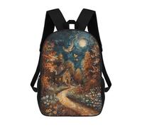 sinyumoney Sac À Dos 17 Pouces Whimsical Forest Cottage Scene, Cartable Imprimé En 3D, Sac À Goûter, Sac À Dos De Voyage, Sac À Dos Pour Amis (filles Et Garçons)