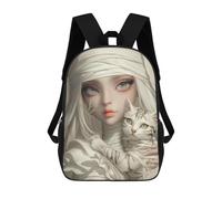 sinyumoney Sac À Dos 17 Pouces White Veil Cat Embrace, Cartable Imprimé En 3D, Sac À Goûter, Sac À Dos De Voyage, Sac À Dos Pour Amis (filles Et Garçons)