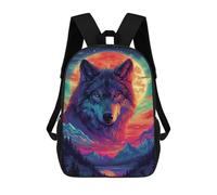 sinyumoney Sac À Dos 17 Pouces Wolf Moonlit Wilderness-1, Cartable Imprimé En 3D, Sac À Goûter, Sac À Dos De Voyage, Sac À Dos Pour Amis (filles Et Garçons)