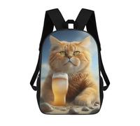 sinyumoney Sac À Dos 17inch Cat Drinking Beer Sac À Dos Scolaire Imprimé En 3D Pour Garçons Et Filles, Sac À Dos Pour Ordinateur Portable Pour Enfants/étudiants/adultes
