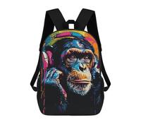 sinyumoney Sac À Dos 17inch Chimp Headphones Music Art Print Sac À Dos Scolaire Imprimé En 3D Pour Garçons Et Filles, Sac À Dos Pour Ordinateur Portable Pour Enfants/étudiants/adultes