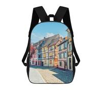 sinyumoney Sac À Dos 17inch Colmar Street Sac À Dos Scolaire Imprimé En 3D Pour Garçons Et Filles, Sac À Dos Pour Ordinateur Portable Pour Enfants/étudiants/adultes