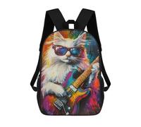 sinyumoney Sac À Dos 17inch Colorful Cat Guitar Painting Sac À Dos Scolaire Imprimé En 3D Pour Garçons Et Filles, Sac À Dos Pour Ordinateur Portable Pour Enfants/étudiants/adultes