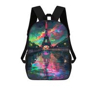 sinyumoney Sac À Dos 17inch Colorful Eiffel Tower Reflection Sac À Dos Scolaire Imprimé En 3D Pour Garçons Et Filles, Sac À Dos Pour Ordinateur Portable Pour Enfants/étudiants/adultes