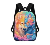 sinyumoney Sac À Dos 17inch Colorful Fantasy Wolf Dragon Art Sac À Dos Scolaire Imprimé En 3D Pour Garçons Et Filles, Sac À Dos Pour Ordinateur Portable Pour Enfants/étudiants/adultes