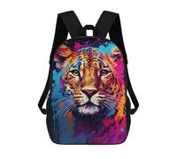 sinyumoney Sac À Dos 17inch Colorful Leopard Art Print-4 Sac À Dos Scolaire Imprimé En 3D Pour Garçons Et Filles, Sac À Dos Pour Ordinateur Portable Pour Enfants/étudiants/adultes