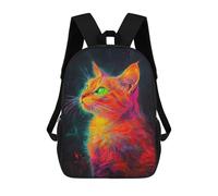 sinyumoney Sac À Dos 17inch Colorful Neon Cat Art Print-2 Sac À Dos Scolaire Imprimé En 3D Pour Garçons Et Filles, Sac À Dos Pour Ordinateur Portable Pour Enfants/étudiants/adultes