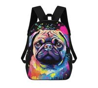 sinyumoney Sac À Dos 17inch Colorful Pug Art Print-15 Sac À Dos Scolaire Imprimé En 3D Pour Garçons Et Filles, Sac À Dos Pour Ordinateur Portable Pour Enfants/étudiants/adultes