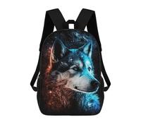 sinyumoney Sac À Dos 17inch Cosmic Wolf Portrait Art Print-6 Sac À Dos Scolaire Imprimé En 3D Pour Garçons Et Filles, Sac À Dos Pour Ordinateur Portable Pour Enfants/étudiants/adultes