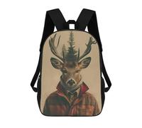 sinyumoney Sac À Dos 17inch Deer in A Plaid Jacket Sac À Dos Scolaire Imprimé En 3D Pour Garçons Et Filles, Sac À Dos Pour Ordinateur Portable Pour Enfants/étudiants/adultes