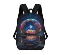 sinyumoney Sac À Dos 17inch Enchanted Lotus Pond Moonlit Scene Sac À Dos Scolaire Imprimé En 3D Pour Garçons Et Filles, Sac À Dos Pour Ordinateur Portable Pour Enfants/étudiants/adultes