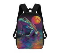 sinyumoney Sac À Dos 17inch Frog Moon Reflection Art Print Sac À Dos Scolaire Imprimé En 3D Pour Garçons Et Filles, Sac À Dos Pour Ordinateur Portable Pour Enfants/étudiants/adultes