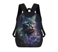 sinyumoney Sac À Dos 17inch Galactic Cat with Flowers -3 Sac À Dos Scolaire Imprimé En 3D Pour Garçons Et Filles, Sac À Dos Pour Ordinateur Portable Pour Enfants/étudiants/adultes
