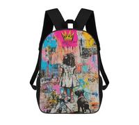 sinyumoney Sac À Dos 17inch Girl with Crown Graffiti Art Print Sac À Dos Scolaire Imprimé En 3D Pour Garçons Et Filles, Sac À Dos Pour Ordinateur Portable Pour Enfants/étudiants/adultes