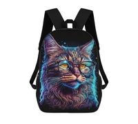 sinyumoney Sac À Dos 17inch Glowing Cat Glasses Art Print-2 Sac À Dos Scolaire Imprimé En 3D Pour Garçons Et Filles, Sac À Dos Pour Ordinateur Portable Pour Enfants/étudiants/adultes