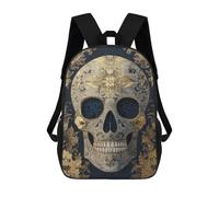 sinyumoney Sac À Dos 17inch Golden Skull Art Print-1 Sac À Dos Scolaire Imprimé En 3D Pour Garçons Et Filles, Sac À Dos Pour Ordinateur Portable Pour Enfants/étudiants/adultes