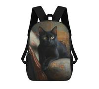 sinyumoney Sac À Dos 17inch Gothic Black Cat Portrait Sac À Dos Scolaire Imprimé En 3D Pour Garçons Et Filles, Sac À Dos Pour Ordinateur Portable Pour Enfants/étudiants/adultes
