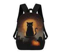 sinyumoney Sac À Dos 17inch Halloween Black Cat Cauldron Scene Sac À Dos Scolaire Imprimé En 3D Pour Garçons Et Filles, Sac À Dos Pour Ordinateur Portable Pour Enfants/étudiants/adultes