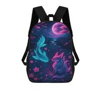 sinyumoney Sac À Dos 17inch Koi Fish And Fox in Moonlight Sac À Dos Scolaire Imprimé En 3D Pour Garçons Et Filles, Sac À Dos Pour Ordinateur Portable Pour Enfants/étudiants/adultes
