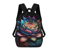 sinyumoney Sac À Dos 17inch Lotus Flower Art Sac À Dos Scolaire Imprimé En 3D Pour Garçons Et Filles, Sac À Dos Pour Ordinateur Portable Pour Enfants/étudiants/adultes