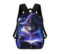 sinyumoney Sac À Dos 17inch Magical Wizard Cat Art Print Sac À Dos Scolaire Imprimé En 3D Pour Garçons Et Filles, Sac À Dos Pour Ordinateur Portable Pour Enfants/étudiants/adultes