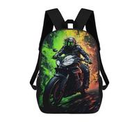 sinyumoney Sac À Dos 17inch Motorcycle Rider in Flames Sac À Dos Scolaire Imprimé En 3D Pour Garçons Et Filles, Sac À Dos Pour Ordinateur Portable Pour Enfants/étudiants/adultes