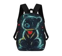 sinyumoney Sac À Dos 17inch Neon Teddy Bear Sac À Dos Scolaire Imprimé En 3D Pour Garçons Et Filles, Sac À Dos Pour Ordinateur Portable Pour Enfants/étudiants/adultes