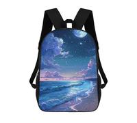 sinyumoney Sac À Dos 17inch Ocean Waves Under Moonlight -1 Sac À Dos Scolaire Imprimé En 3D Pour Garçons Et Filles, Sac À Dos Pour Ordinateur Portable Pour Enfants/étudiants/adultes