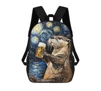 sinyumoney Sac À Dos 17inch Otter Drinking Beer Art Print Sac À Dos Scolaire Imprimé En 3D Pour Garçons Et Filles, Sac À Dos Pour Ordinateur Portable Pour Enfants/étudiants/adultes