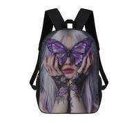 sinyumoney Sac À Dos 17inch Purple Butterfly Tattoo Art Sac À Dos Scolaire Imprimé En 3D Pour Garçons Et Filles, Sac À Dos Pour Ordinateur Portable Pour Enfants/étudiants/adultes