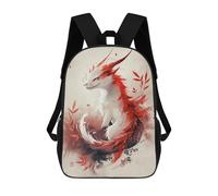 sinyumoney Sac À Dos 17inch Red And White Fantasy Creature Artwork Sac À Dos Scolaire Imprimé En 3D Pour Garçons Et Filles, Sac À Dos Pour Ordinateur Portable Pour Enfants/étudiants/adultes