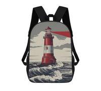 sinyumoney Sac À Dos 17inch Red Lighthouse Ocean View Sac À Dos Scolaire Imprimé En 3D Pour Garçons Et Filles, Sac À Dos Pour Ordinateur Portable Pour Enfants/étudiants/adultes