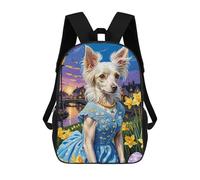 sinyumoney Sac À Dos 17inch Spring Dog in Blue Dress Sac À Dos Scolaire Imprimé En 3D Pour Garçons Et Filles, Sac À Dos Pour Ordinateur Portable Pour Enfants/étudiants/adultes