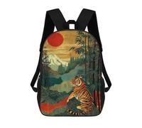 sinyumoney Sac À Dos 17inch Tiger Bamboo Forest Sunset-2 Sac À Dos Scolaire Imprimé En 3D Pour Garçons Et Filles, Sac À Dos Pour Ordinateur Portable Pour Enfants/étudiants/adultes