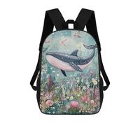 sinyumoney Sac À Dos 17inch Whale in Flower Field Sac À Dos Scolaire Imprimé En 3D Pour Garçons Et Filles, Sac À Dos Pour Ordinateur Portable Pour Enfants/étudiants/adultes