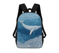 sinyumoney Sac À Dos 17inch Whale Ocean Waves Art Print-6 Sac À Dos Scolaire Imprimé En 3D Pour Garçons Et Filles, Sac À Dos Pour Ordinateur Portable Pour Enfants/étudiants/adultes