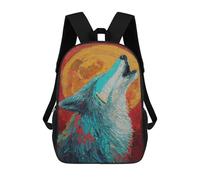 sinyumoney Sac À Dos 17inch Wolf Howling at Moon Painting Sac À Dos Scolaire Imprimé En 3D Pour Garçons Et Filles, Sac À Dos Pour Ordinateur Portable Pour Enfants/étudiants/adultes