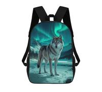sinyumoney Sac À Dos 17inch Wolf Under Aurora Borealis Sac À Dos Scolaire Imprimé En 3D Pour Garçons Et Filles, Sac À Dos Pour Ordinateur Portable Pour Enfants/étudiants/adultes