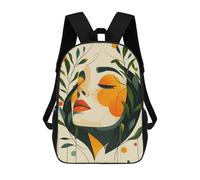 sinyumoney Sac À Dos 3D Abstract Woman Portrait with Floral Elements Sac D'école Pour Garçons, Sac À Livres, Sac À Dos Tendance Pour Ordinateur Portable, Sac À Dos Pour Garçons Et Filles 17inch