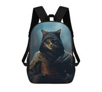 sinyumoney Sac À Dos 3D Amusant Et Cool Pour Adolescents (garçons Et Filles) Dark Evil Funny Ninja Cat Sac À Dos Imprimé 3D Pour Enfants, Sac D'école Primaire 17inch